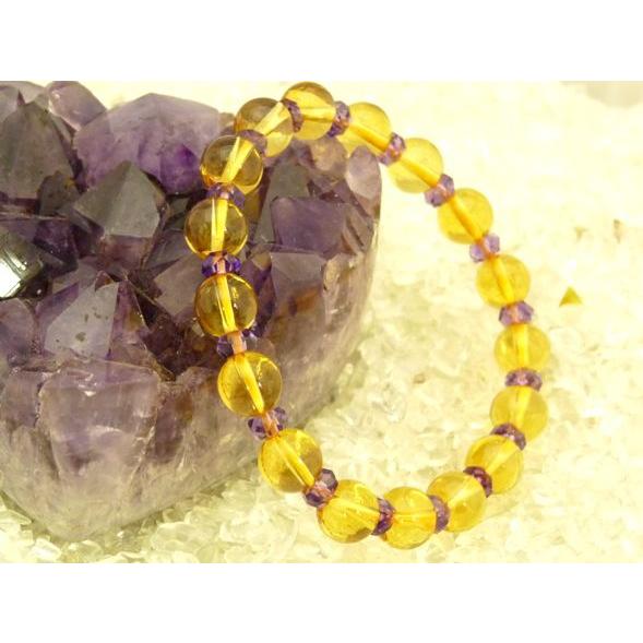 シトリン 黄水晶 アメジスト 紫水晶 パワーストーン 天然石ブレスレット
