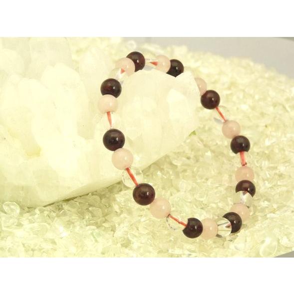 ガーネット ローズクォーツ 水晶 パワーストーン 天然石ブレスレット