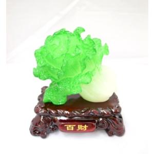 白菜 百財 百才 樹脂製置物 台座付き 風水インテリア 20cm