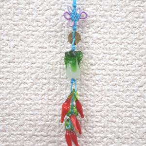 【メール便OK】 白菜の根付 唐辛子ストラップ...の詳細画像1