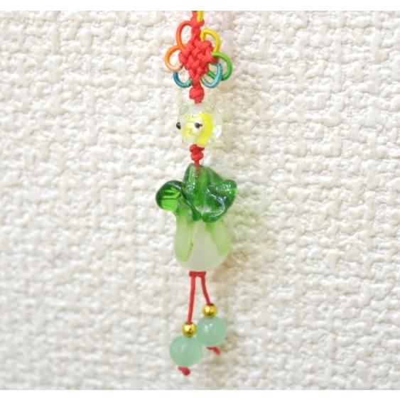 【メール便OK】 白菜 ストラップ 百才 百財 樹脂製 中国ひも 中