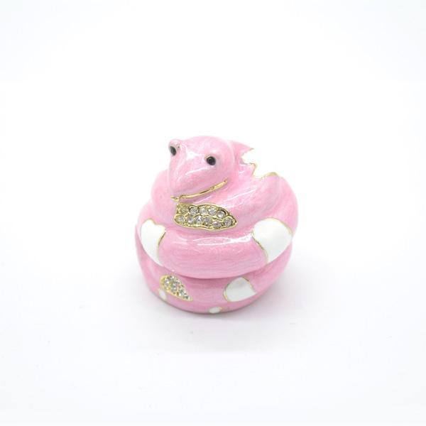 蛇 巳の置物 金属製 七宝の小物入れ 4.5cm ラインストーン付き とぐろ巻き ヘビ へび 十二支...