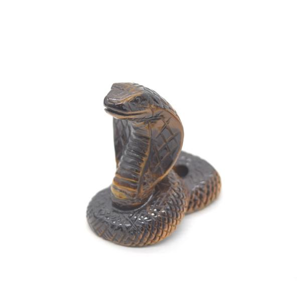 蛇 巳の置物 タイガーアイ 5cm 天然石製置物 虎目石 ヘビ へび 十二支 干支