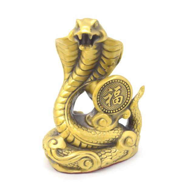 巳 蛇の置物 銅製 12cm ヘビ コブラ 福の字つき