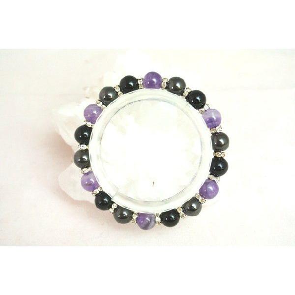 ヘマタイト オニキス アメジスト 天然石ブレスレット パワーストーン 8mm玉