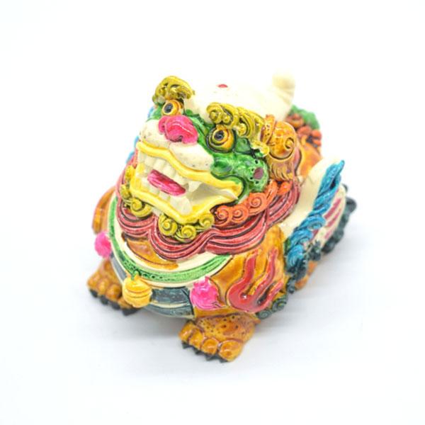 貔貅 置物 ヒキュウ カラフル 樹脂製 彩色済み 6.5cm