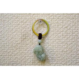 【メール便OK】 貔貅 翡翠 キーホルダー 天然石製 ヒキュウ ジェード