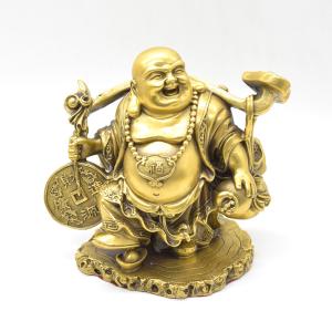 笑佛 布袋 置物 銅製 18cm 笑い仏 如意棒...の商品画像