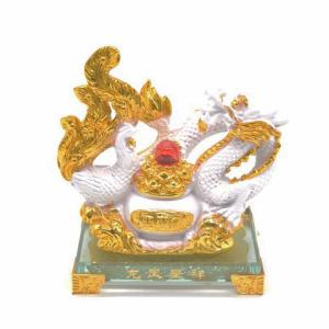 龍 鳳凰 銅製置物 ペアセット 縦長型 中 :houou-03-01:横浜中華街龍