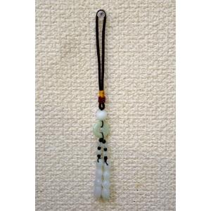 メール便OK】 翡翠 古銭 五連 根付 ストラップ 14cm : 横浜中華街龍