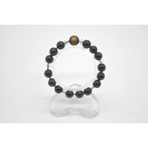 オニキス 福の字つき 黒曜石 カット水晶 ブレスレット 天然石アクセサリー 8mm