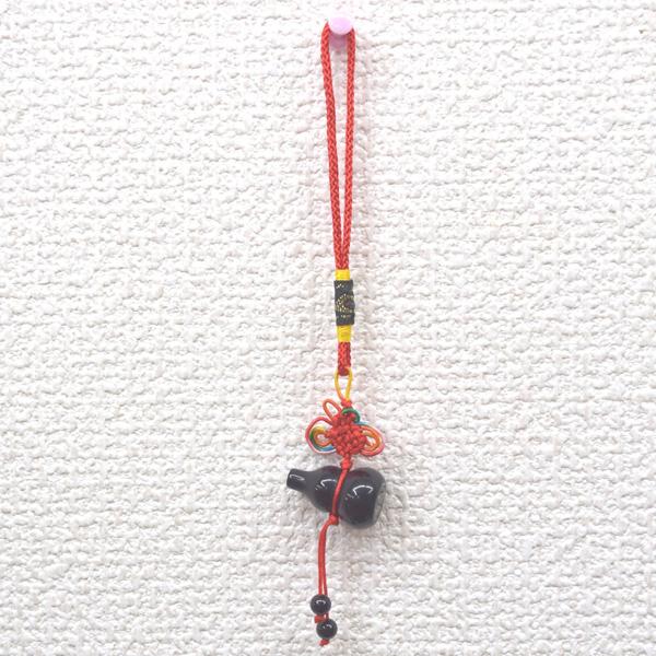 瓢箪 根付 オニキス 天然石製 ひょうたん 吊るし物雑貨 16cm