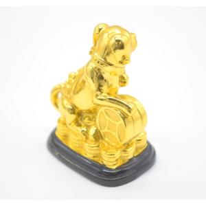 戌 犬 樹脂製置物 台座付き 古銭 金色 十二...の詳細画像3