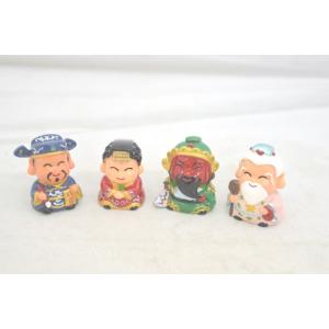 月下老人 関羽 文昌帝君 媽祖 樹脂製置物 カラフル 神様マスコット人形 四個セット 小