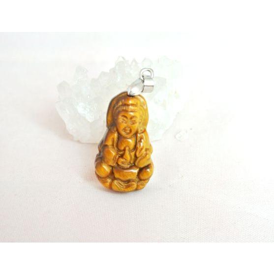 【メール便OK】 天然石パーツ パワーストーン タイガーアイ 観音様 ペンダントヘッド