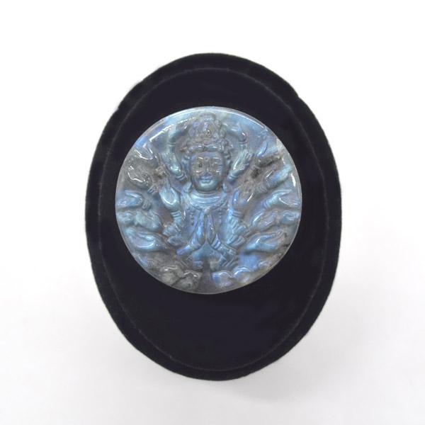 千手観音 置物 ラブラドライト 曹灰長石 パワーストーン 天然石 彫刻 5cm