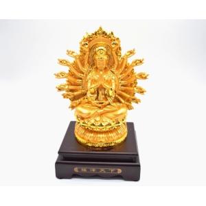 仏像彫刻 天然石製 シトリン 黄水晶 観音菩薩 台座付き 13cm : 横浜