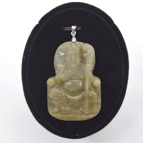 関羽の彫り物 ペンダントヘッド 翡翠 ヒスイ 天然石パーツ ペンダントトップ 5cm