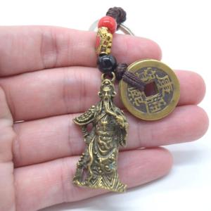 【メール便OK】 関羽 古銭つき 銅製 キーホルダーの詳細画像1