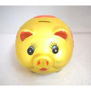 金ブタ 金の豚 貯金箱 招財 陶器製置物 中 11cm : 横浜中華街龍 - 通販