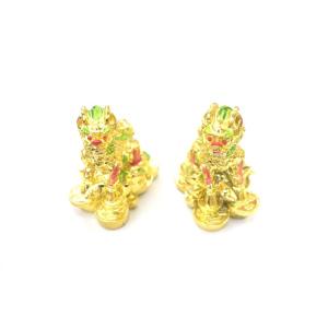 麒麟 樹脂製置物 ペア 金色 5.5cm