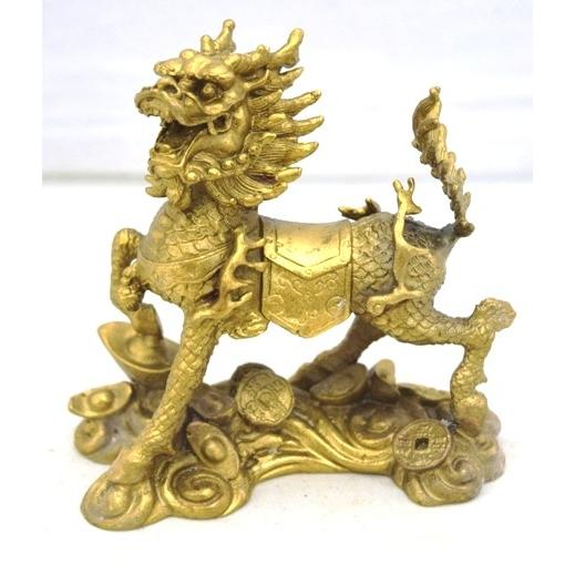 麒麟 置物 銅製 家庭円満 13cm
