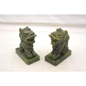 麒麟 きりん 緑玉石 ペア 天然石製置物 家庭円満 対人関係改善 小