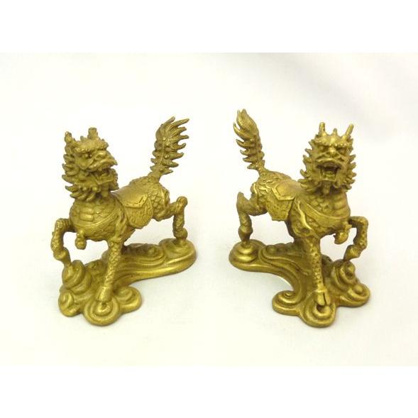 麒麟 置物  銅製 家庭円満 ペア