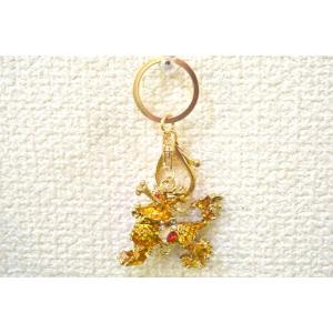 【メール便OK】 麒麟 七宝焼き 黄色 キーホルダー 金属製 イエロー