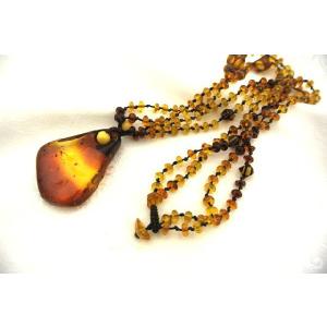 コハクネックレス Yahoo!オークション - 12 天然本琥珀ネックレス 美しい飴色コハク年代