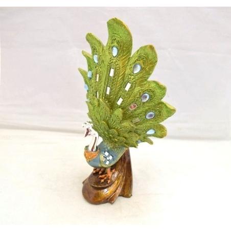 孔雀 樹脂製置物 緑 健康 厄除け 開運 中