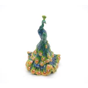 孔雀 七宝焼き 金属製置物 横型 厄除け 赤 : 横浜中華街龍 - 通販