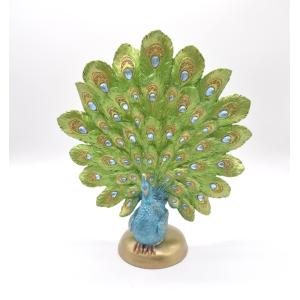 孔雀 樹脂製置物 彩色 土台付き 厄除け 小 : 横浜中華街龍 - 通販