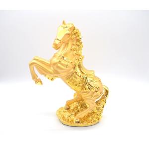 馬 置物 縁起物 午 樹脂製 金色 32cm うまくいく 十二支