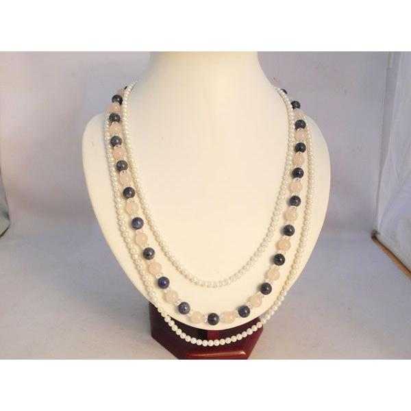 【幸運＆成功＆愛情運】ラピスラズリ＆ローズクォーツ　パワーストーンネックレス