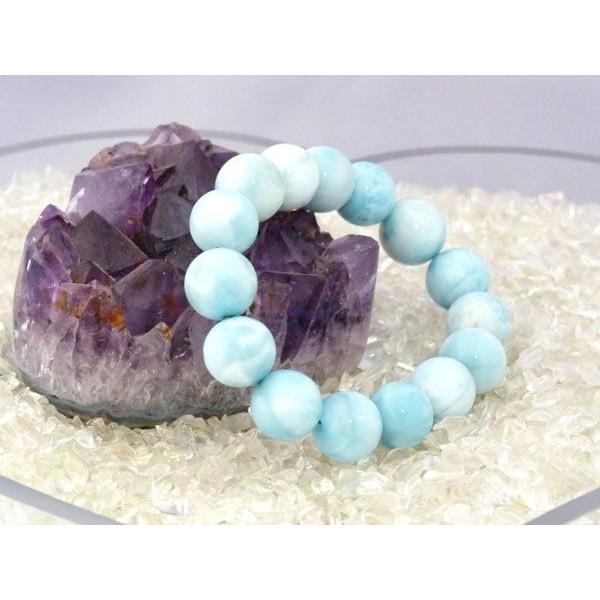 ラリマー 曹灰針石 パワーストーン 天然石ブレスレット 14mm玉