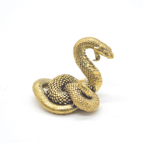 【メール便OK】 巳 蛇の置物 3cm 金属製 縦型 ミニチュア