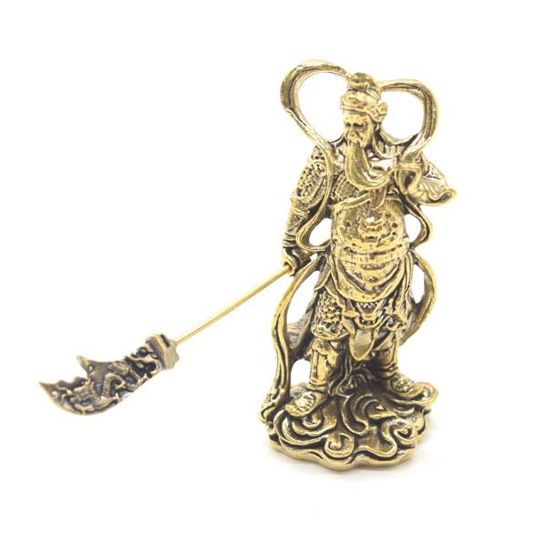 関羽の置物 7cm 金属製 ミニチュア 武器下構えタイプ