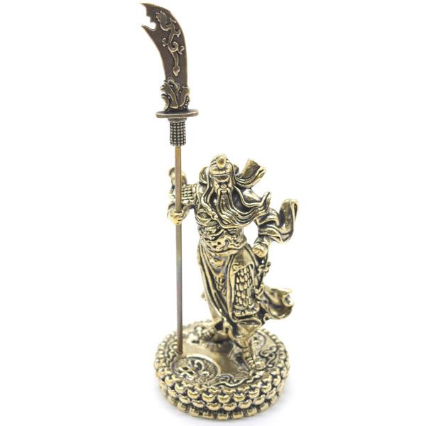 関羽の置物 5cm 金属製 ミニチュア 武器持ちタイプ