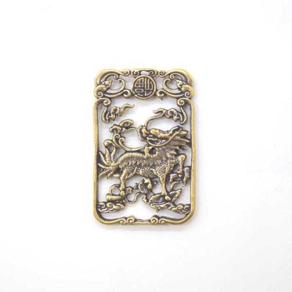 【メール便OK】 麒麟 置物 プレート ミニチュア 壁掛け 銅製 4cm