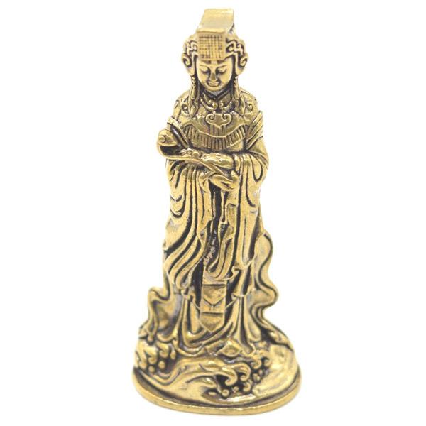 【メール便OK】 媽祖の置物 7cm 金属製 ミニチュア 旅の安全 交通安全の神様