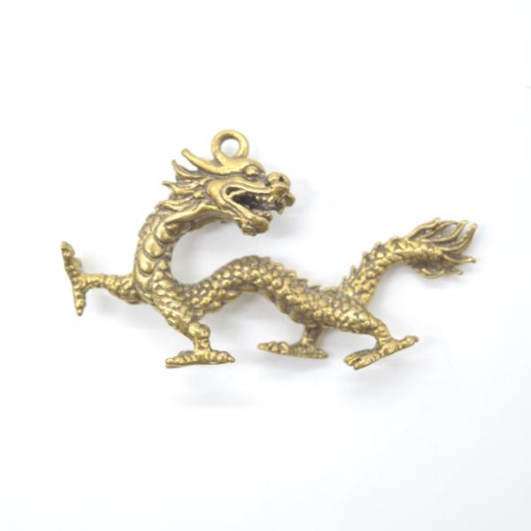 【メール便OK】辰 龍の置物 ミニチュア 銅製 3cm 壁掛け パーツ仕様 四神