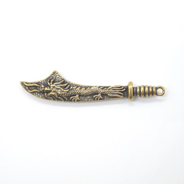 【メール便OK】 龍剣 中国刀レプリカ 銅製置物 ミニチュアサイズ 6.5cm