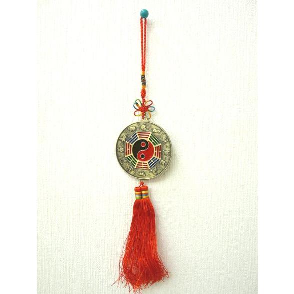 【メール便OK】 八卦鏡 根付 十二支 平面鏡 銅製