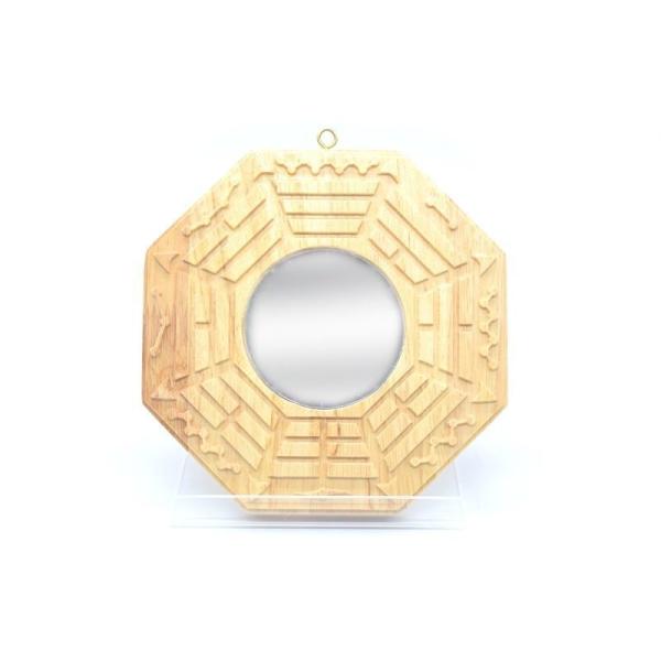 八卦鏡 凹面鏡 木製置物 気の安定盤 6寸