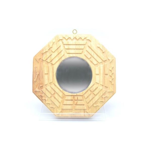 八卦鏡 凸面鏡 木製置物 気の安定盤 6寸