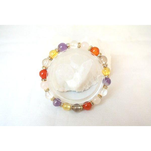 メノウ アメジスト シトリン ローズクォーツ 水晶 ミックス天然石ブレスレット 8mm