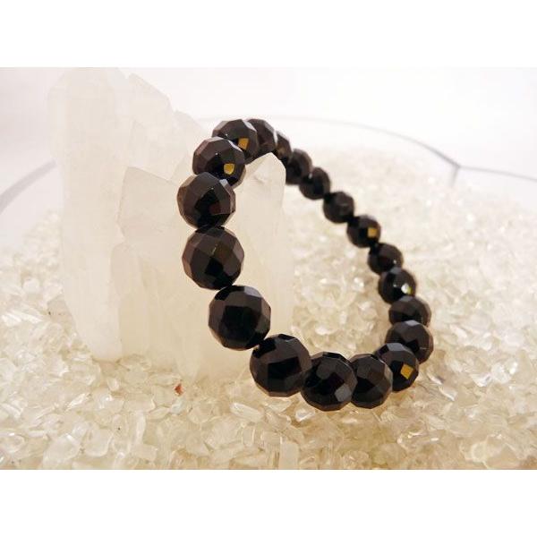 ブラックオニキス 黒瑪瑙 カット加工 パワーストーン 天然石ブレスレット 10mm玉
