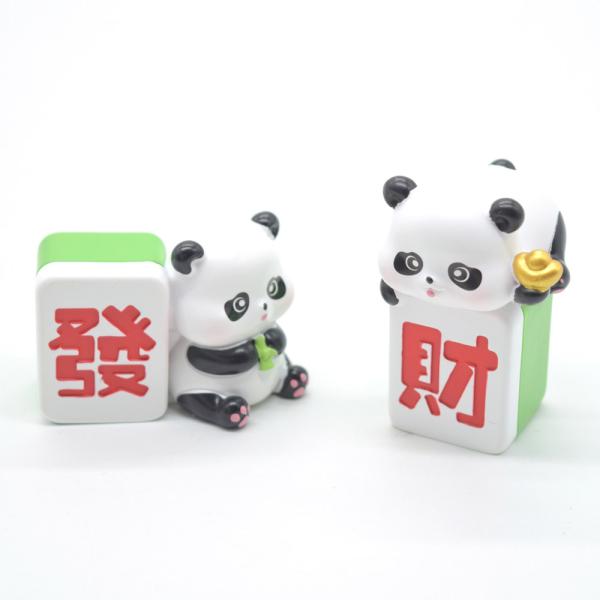 パンダグッズ 2点セット 熊猫 置物 樹脂製 撥財 麻雀牌 6cm