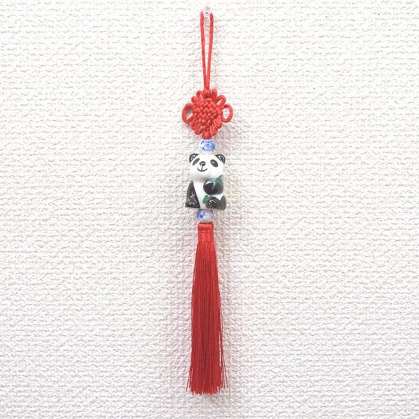 【メール便OK】 パンダ 熊猫 根付 26cm 陶器製 フルカラー